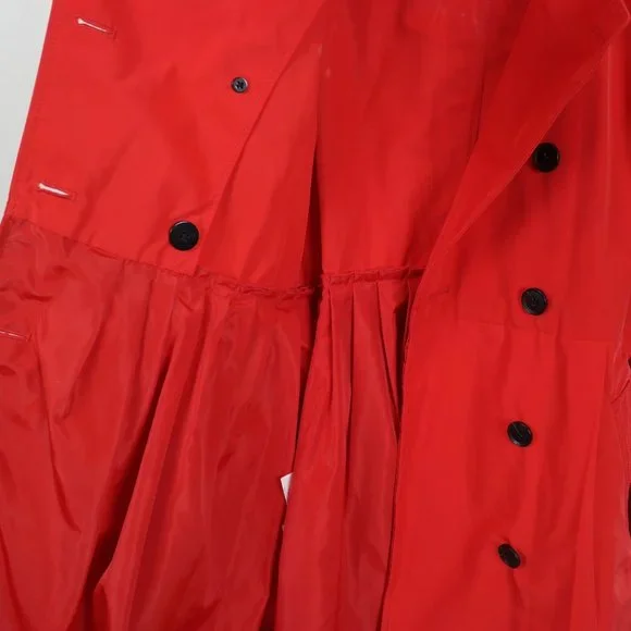 BCBGMAXAZRIA Size XS Poppy Red Short Trench Coat with Skirted Detail - Picture 8 of 12